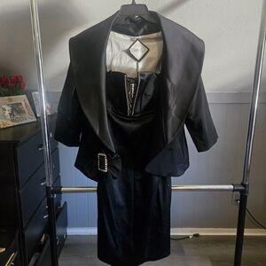 Elegant Black Tuxedo Blazer and Dress Set